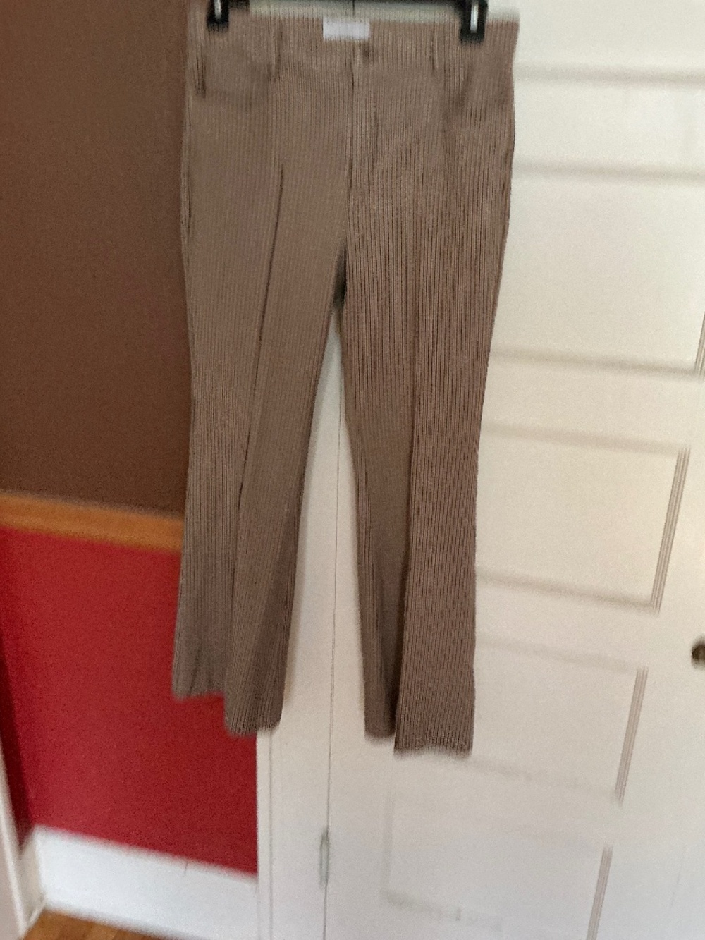LOFT Brown Houndstooth Plaid Straight Leg or slightly flateDress Pants (Size 10)